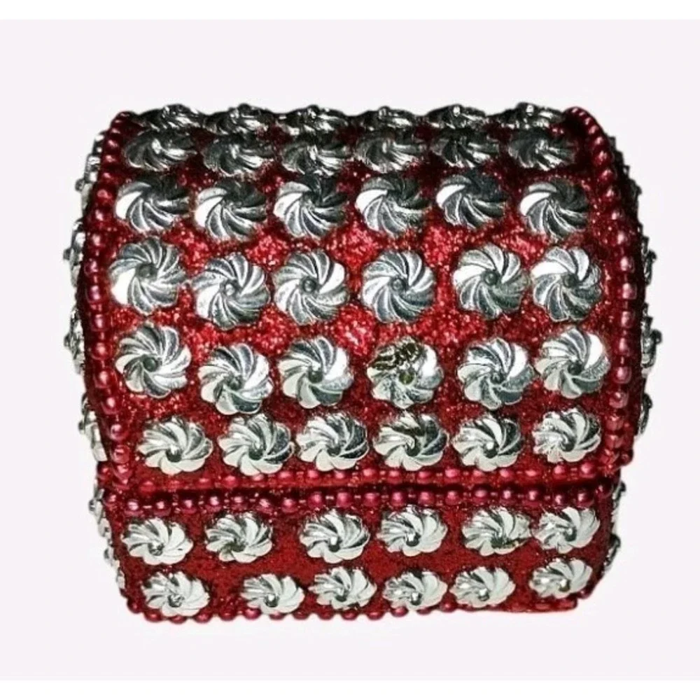 Mini Jewelry Box Beads Hand Decorated Small Jewelry Keepsake Boxes Trinket